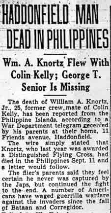 Camden Courier-Post article, December 2, 1943, page 1