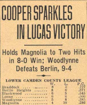 Cooper Sparkles in Lucas Victory, Camden Courier-Post, June 7, 1938