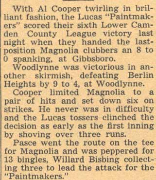 Cooper Sparkles in Lucas Victory, Camden Courier-Post, June 7, 1938