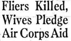 Fliers Killed, Wives Pledge Air Corps Aid