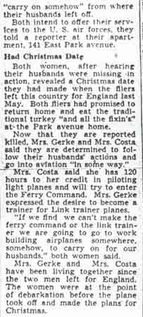 Fliers Killed, Wives Pledge Air Corps Aid, continued