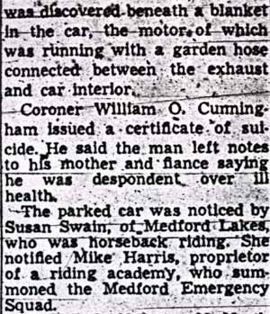 Camden Courier-Post article: Burlington Vet, 28, Found Dead in Car; Listed Suicide, part 2