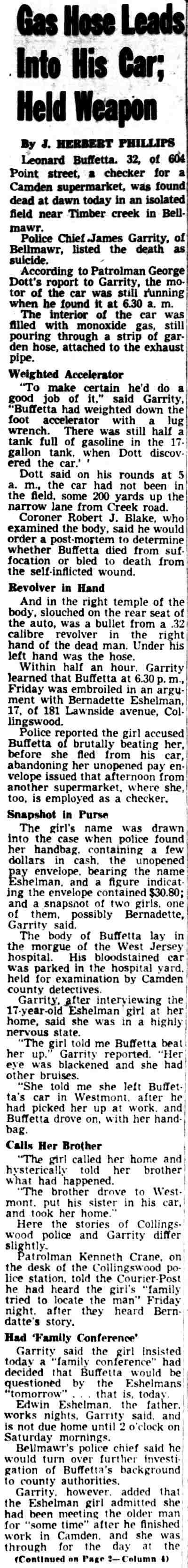 Gas Hose Leads Into His Car — newspaper article August 25, 1951