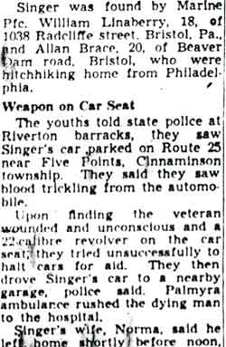 Camden Courier-Post article: Hitchhikers Find Medford Veteran Suicide in Car, part 2