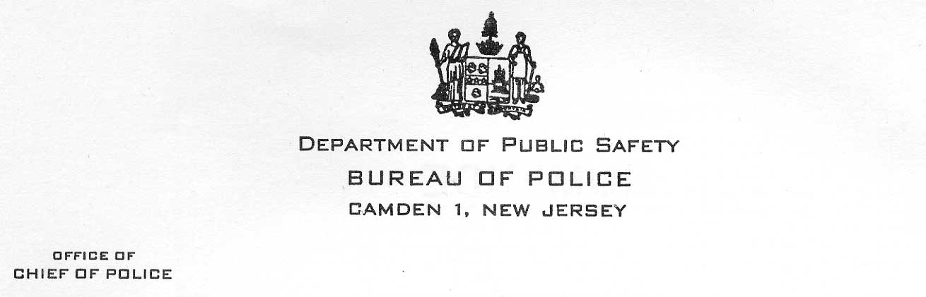 Camden Police Department letterhead, 1962
