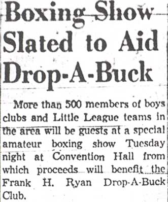 Boxing Show Slated to Aid Drop-A-Buck, December 11, 1957 (part 1)