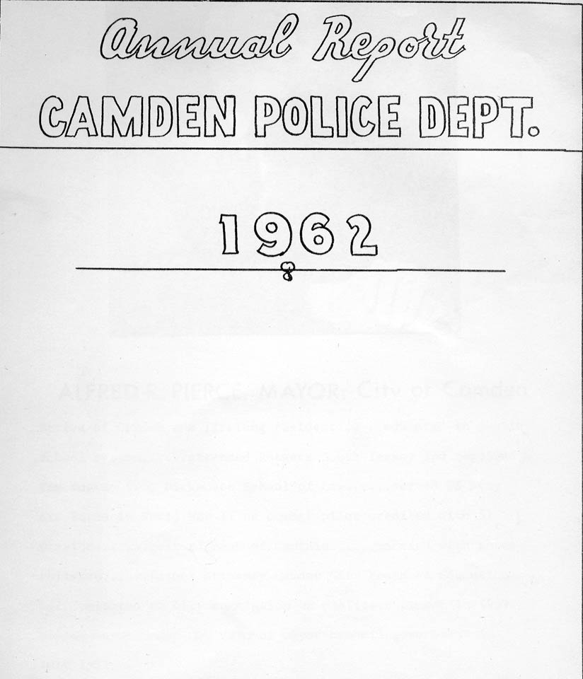 Camden Police Department 1962 Annual Report — Page 1