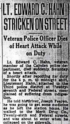 LT. EDWARD C. HAHN STRICKEN ON STREET — obituary