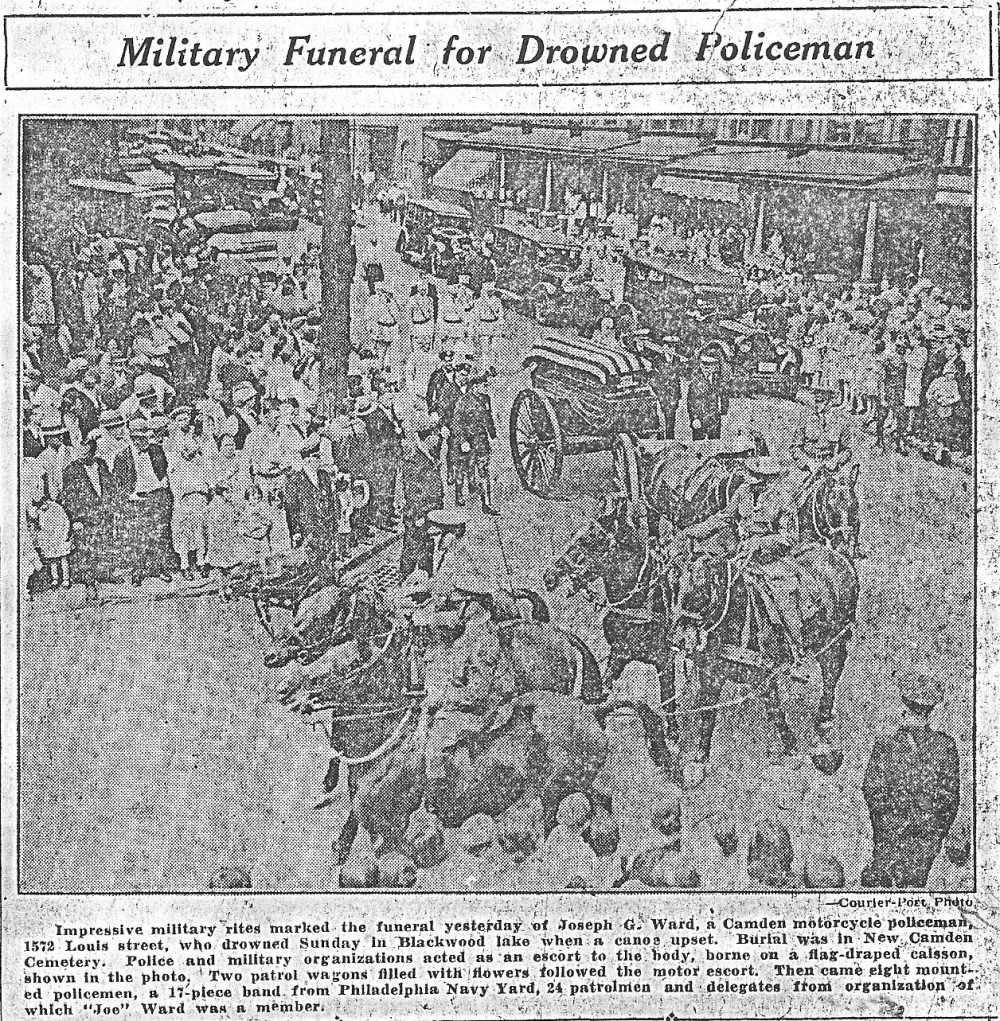 Military Funeral for Drowned Policeman — Camden Courier-Post, May 9, 1930