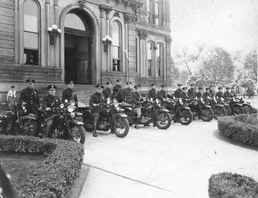 Camden Motorcycle Police at City Hall, 1928
