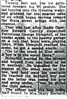 Boy Nearly Drowns to Prove Courage — panel 3, Camden Courier-Post, January 26, 1940