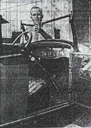 The automobile of Andrew Stewart on which the body of Mrs. Emma Heisler landed