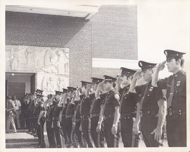 Camden Police at Officer Elwood Ridge's funeral service, St. Joseph's Pro-Cathedral on Federal Street in East Camden