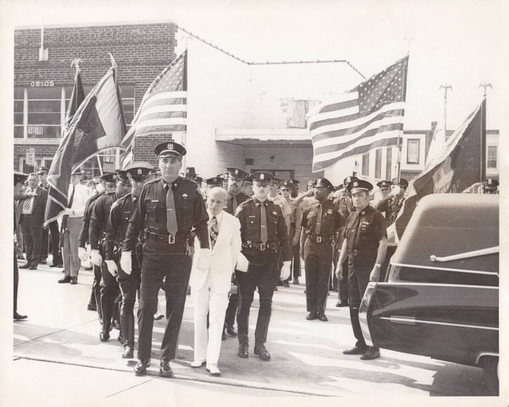 Camden Police at Officer Elwood Ridge's funeral service, St. Joseph's Pro-Cathedral on Federal Street in East Camden