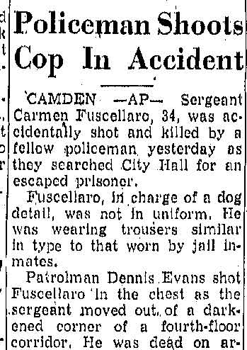 Policeman Shoots Cop In Accident — Trenton Times, February 5, 1961 (page 1)