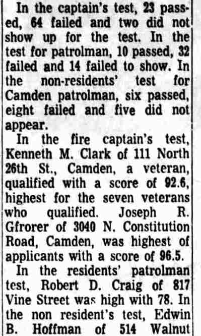 Police, Fire Tests Take Heavy Toll — panel 2, fire captain test scores continued