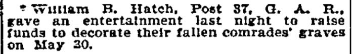 Philadelphia Inquirer May 1 1896 - Hatch Post entertainment to raise funds for Decoration Day