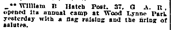 Philadelphia Inquirer August 6 1901 - Hatch Post opens annual camp at Wood Lynne Park