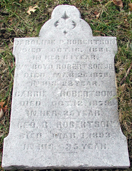 Old Camden Cemetery, monument for Colonel William Boyd Robertson, view 3