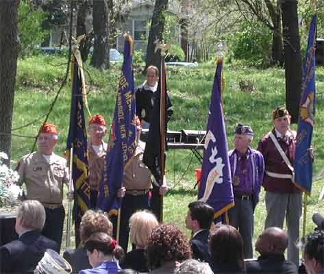 Color Guard and new tombstone of Medal of Honor Awardee John H. Lawson, Landsman, USN