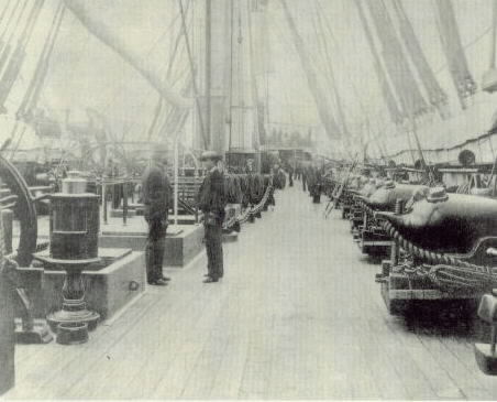 Main deck of the USS Hartford, where John Lawson earned the Medal of Honor