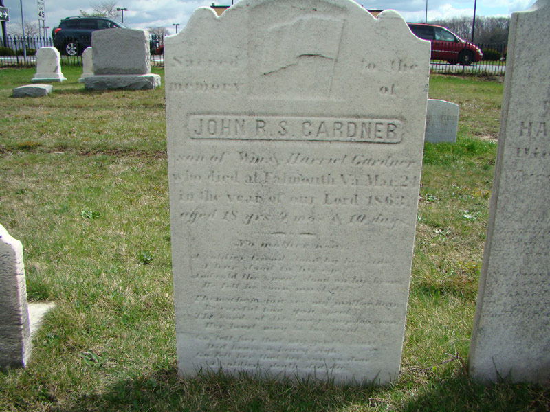 Gravestone of Corporal John R.S. Gardner, St. John Methodist Episcopal Cemetery, Turnersville NJ