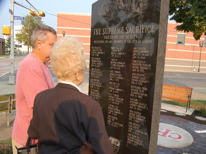 Members of the Persiani Family — nephew and sister of Fire Fighter Dominick Persiani, Camden Firemen's Memorial Dedication, 2006