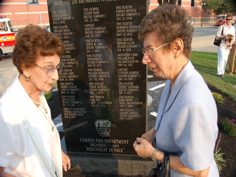 Members of the Iannelli Family — widow of Captain Leonard Iannelli and widow of Fire Fighter Carmen Iannelli, Camden Firemen's Memorial Dedication, 2006
