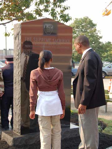 Grandchildren of Fallen Fighter George Jackson pay tribute to their grandfather, Camden Firemen's Memorial Dedication, 2006