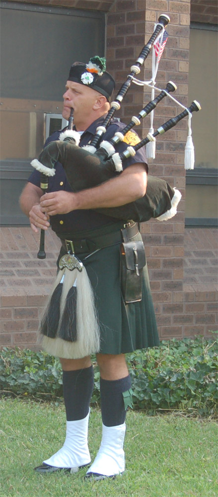 Ron Taylor, Bagpiper from the Camden Emerald Society, Camden Firemen's Memorial Dedication, 2006