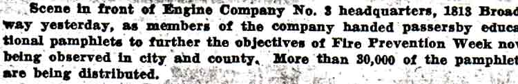 Photo caption for Engine Company No. 8 pamphlet distribution