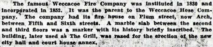 A History of Fire Fighting in Camden — Camden Courier-Post, October 7–8, 1936