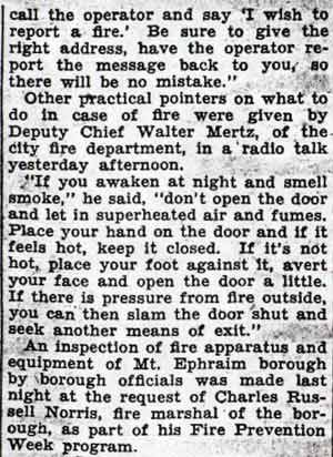 Camden Courier-Post article column 2, October 8, 1936