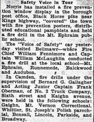 Camden Courier-Post: Safety Voice in Tour, October 8, 1936