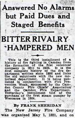 A History of Fire Fighting in Camden, Part 1 — Camden Courier-Post, October 9, 1936