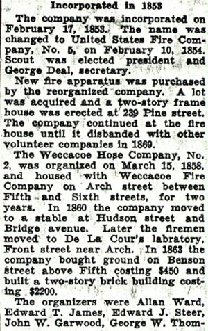 A History of Fire Fighting in Camden, Part 5 — Camden Courier-Post, October 9, 1936
