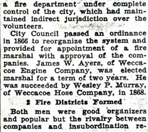 A History of Fire Fighting in Camden, Part 8 — Camden Courier-Post, October 9, 1936