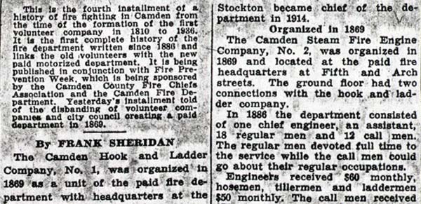 A History of Fire Fighting in Camden, Part 2 — Camden Courier-Post, October 10, 1936