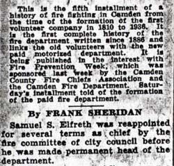 A History of Fire Fighting in Camden, Part 2 — Camden Courier-Post, October 12, 1936