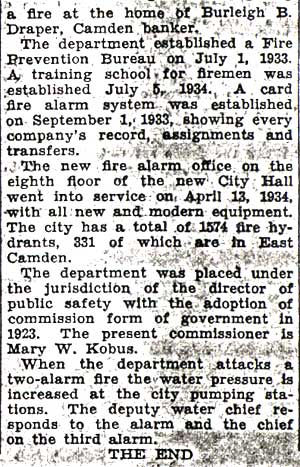 A History of Fire Fighting in Camden, Part 9 — Camden Courier-Post, October 14, 1936