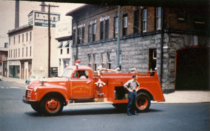 Engine Company 2, 1951 GMC Combination, at Camden Fire Department Headquarters, 5th and Arch Streets, June 15, 1952