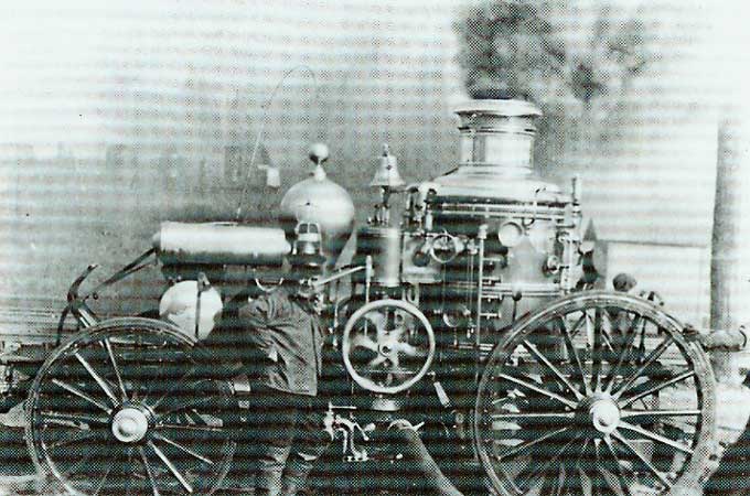 Engine Company 4 with a full head of steam, about 1910