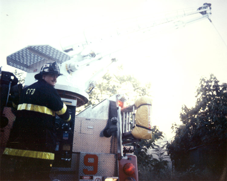 Fire Fighter Joel Bain on Mount Ephraim Avenue, February 9, 1991