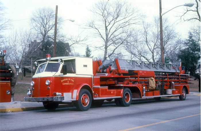 Ladder Company 1 on Federal Street in front of Dudley Grange, January 3, 1973, photograph by Bob Bartosz