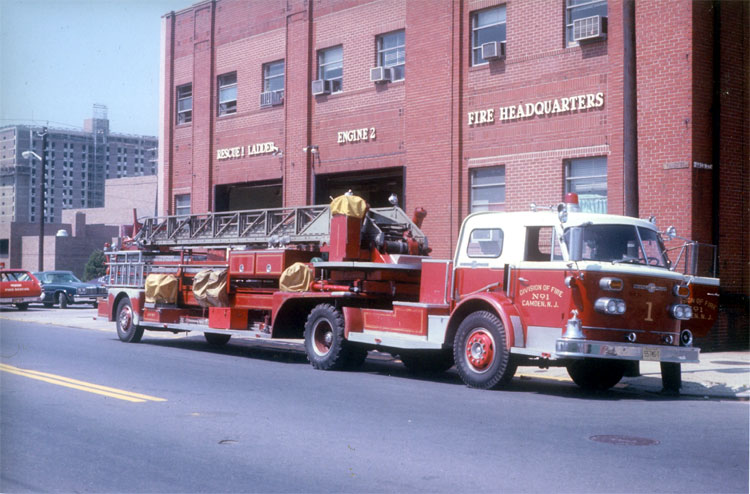 Ladder Company 1 at Fire Headquarters, Third and Arch Streets, June 27, 1977, photograph by Bob Bartosz