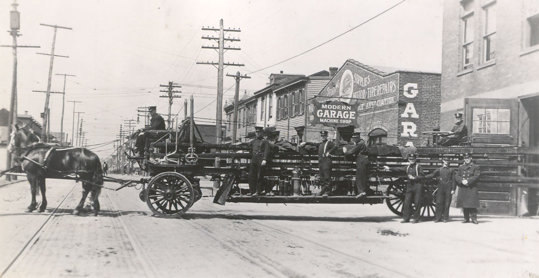 Ladder Company 2 on Kaighn Avenue about 1914, 65 foot Aerial Balock