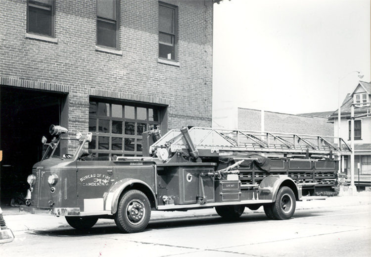 1957 American LaFrance 4-Wheel Drive 75-foot Aerial Ladder, Ladder Company 3 — July 1960