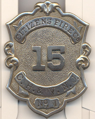 Frank J. Hartmann Sr.'s breast badge from the Citizens Fire Company