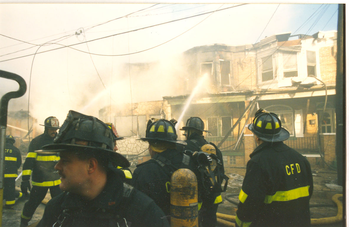 Rescue Company 1 at work on the 700 block of Morgan Street, 1990s