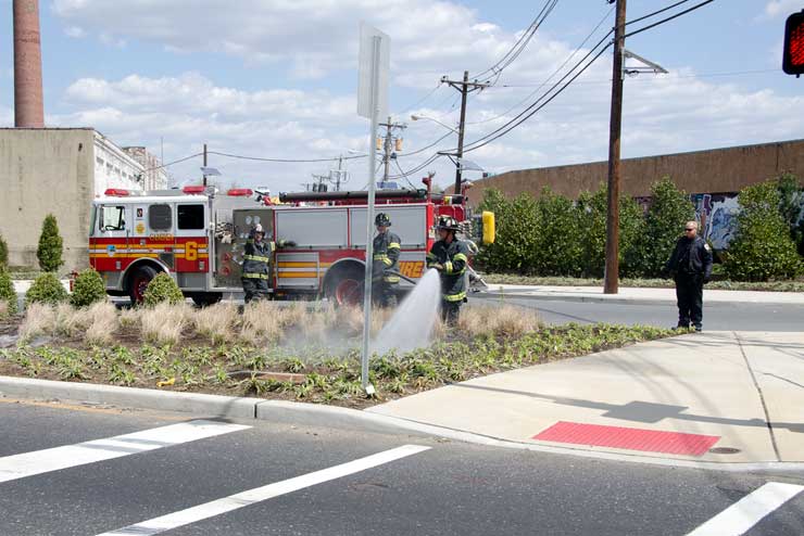 Grass fire at Newton Avenue and South 11th Street, April 9, 2012
